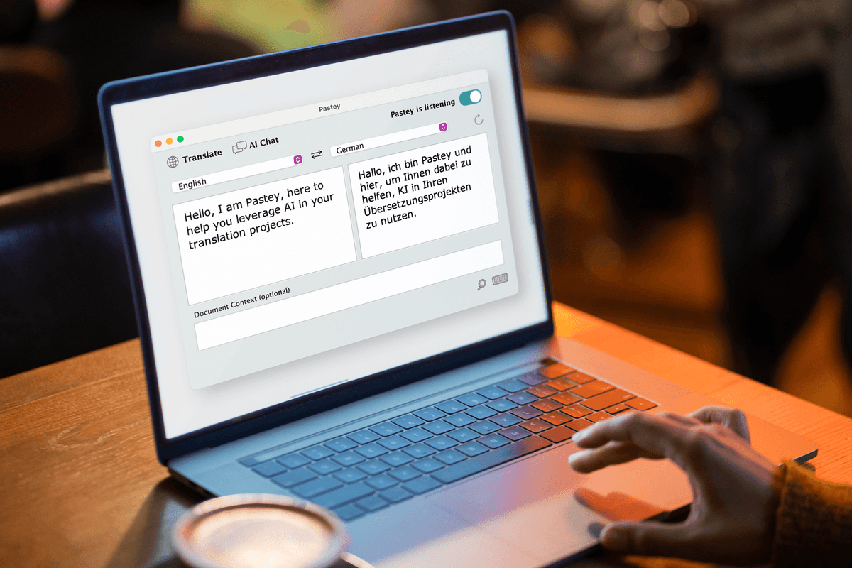 Laptop displaying Pastey app